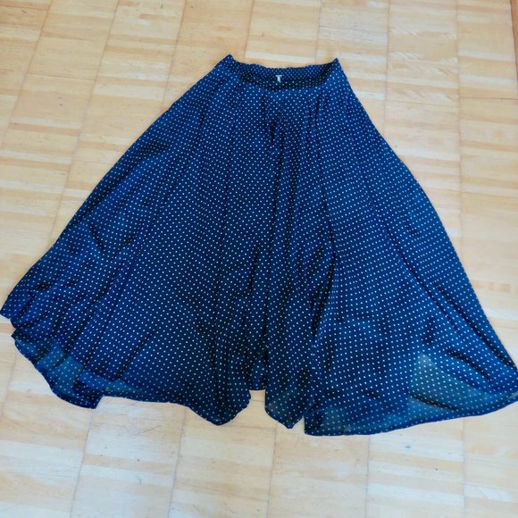 FREE PEOPLE navy polka dot maxi skirt S - Picture 1 of 2